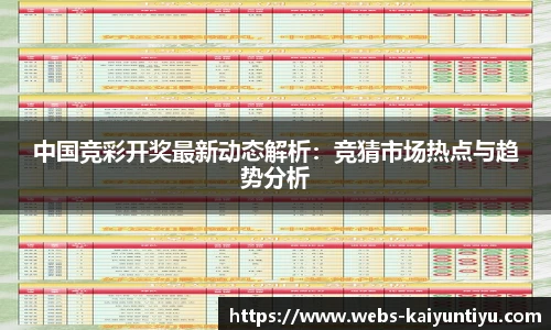 中国竞彩开奖最新动态解析：竞猜市场热点与趋势分析